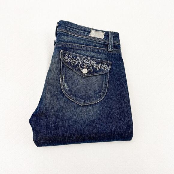 Paige Pico Dark Wash Denim Bootcut Jeans Size 28 - Picture 1 of 6